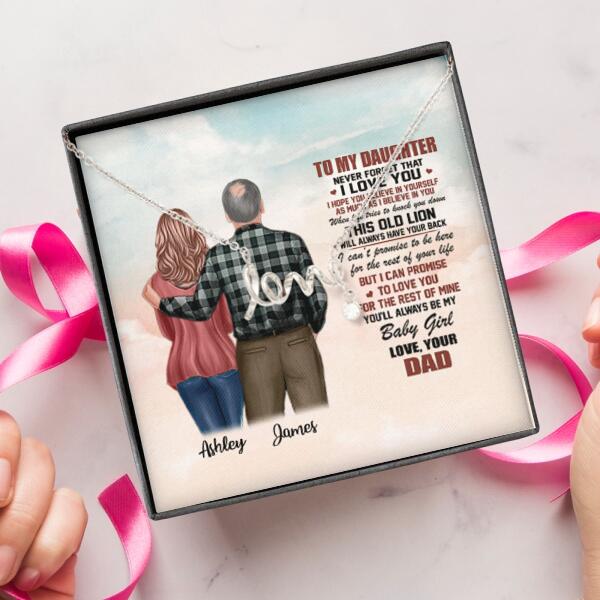 To My Daughter From Dad With Personalized Message Card (9 Necklace Designs) - Name, Skin, Hair, Clothes, Background and Quote can be customized