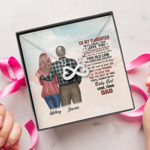 To My Daughter From Dad With Personalized Message Card (9 Necklace Designs) - Name, Skin, Hair, Clothes, Background and Quote can be customized