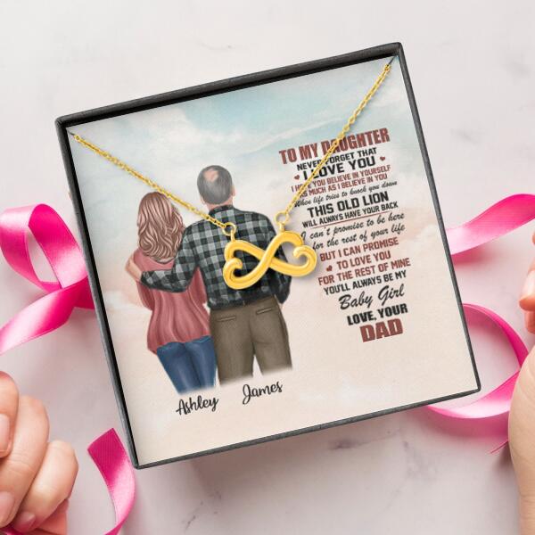 To My Daughter From Dad With Personalized Message Card (9 Necklace Designs) - Name, Skin, Hair, Clothes, Background and Quote can be customized