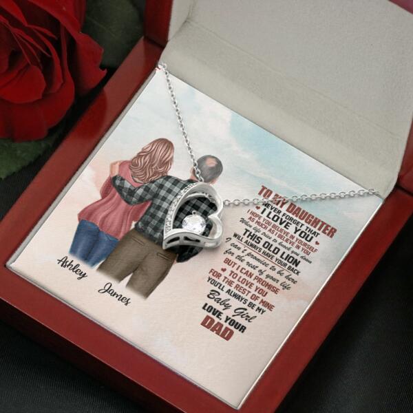To My Daughter From Dad With Personalized Message Card (9 Necklace Designs) - Name, Skin, Hair, Clothes, Background and Quote can be customized