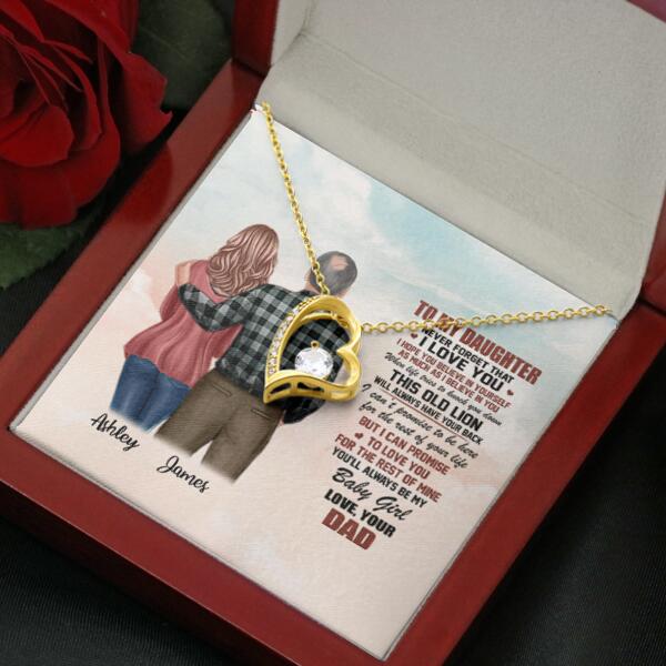 To My Daughter From Dad With Personalized Message Card (9 Necklace Designs) - Name, Skin, Hair, Clothes, Background and Quote can be customized