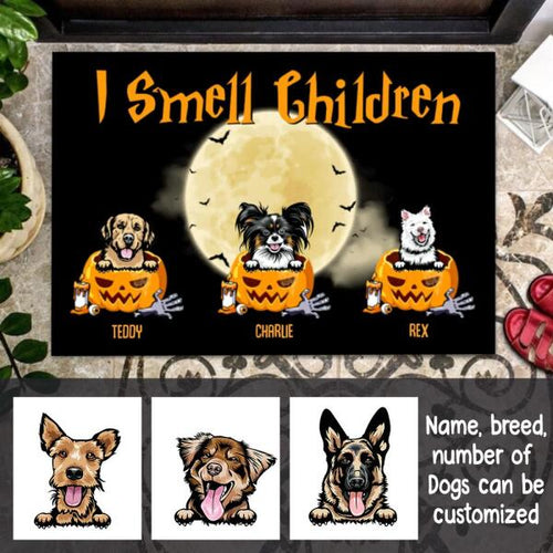 Halloween Dog I Smell Children Personalized Doormat - Dogs and Name can be customized
