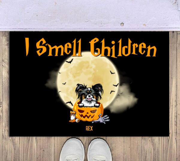 Halloween Dog I Smell Children Personalized Doormat - Dogs and Name can be customized