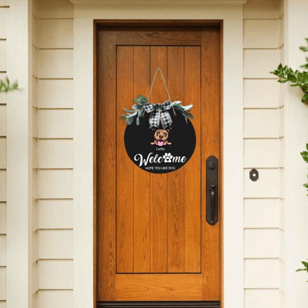 Welcome To Our Home Personalized Door Plate - Dogs, Cats and Name can be customized