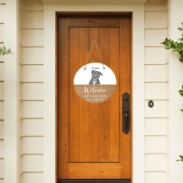 Personalized Peeking Pet Portrait Door Plate - Photos of Your Pets, Names, Background and Quote can be customized