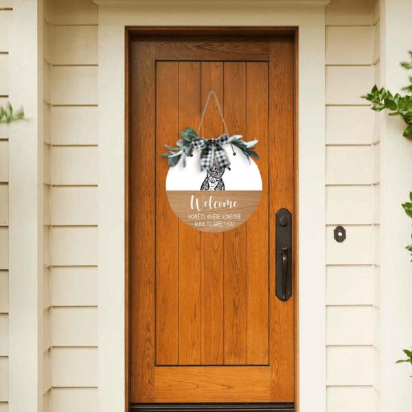 Personalized Peeking Pet Portrait Door Plate - Photos of Your Pets, Names, Background and Quote can be customized