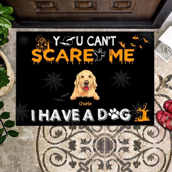 Halloween You Can't Scare Me I Have Dogs Personalized Doormat - Dogs and Names can be customized