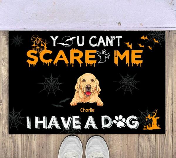 Halloween You Can't Scare Me I Have Dogs Personalized Doormat - Dogs and Names can be customized
