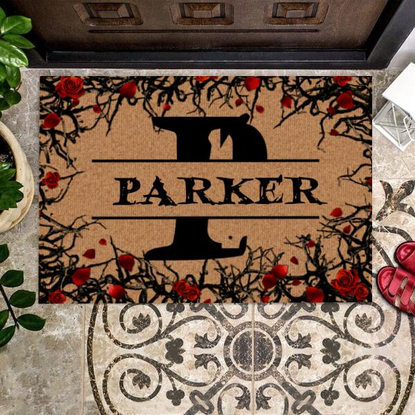 Halloween Initial Personalized Doormat - Initial, Name, Border can be customized