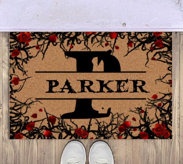 Halloween Initial Personalized Doormat - Initial, Name, Border can be customized