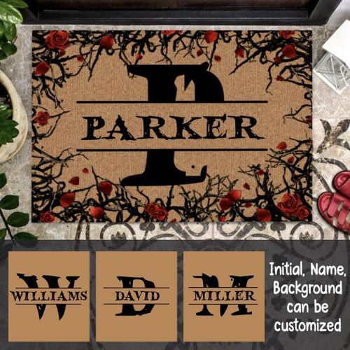 Halloween Initial Personalized Doormat - Initial, Name, Border can be customized