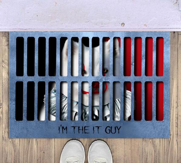 Halloween Dog Pennywise Personalized Doormat - Dog and Text can be customized