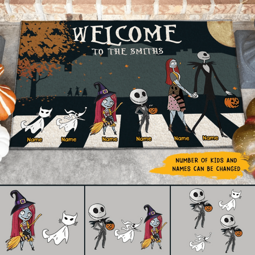 Halloween Family JS Personalized Doormat - Members and Names can be customized