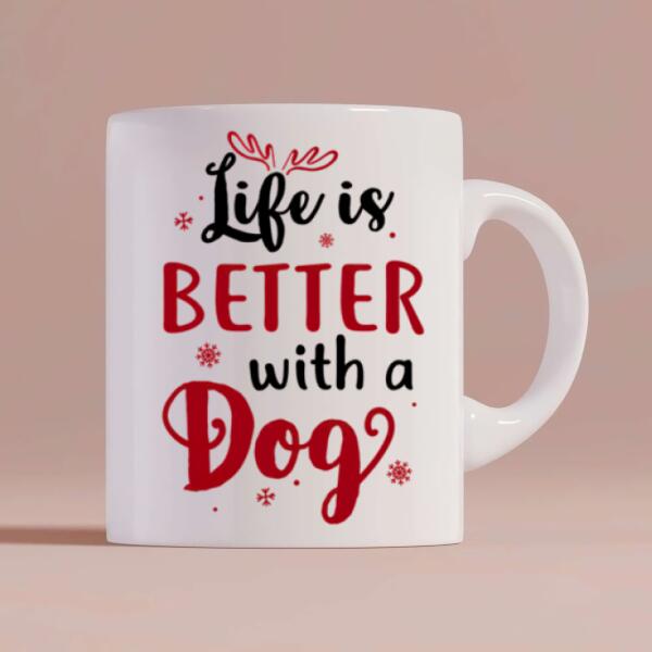 Christmas Girl and Dog Personalized Mug - Girl, Dogs and Names can be customized