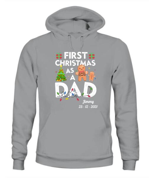 First Christmas As A Dad Personalized Graphic Apparel - Name and Date can be customized