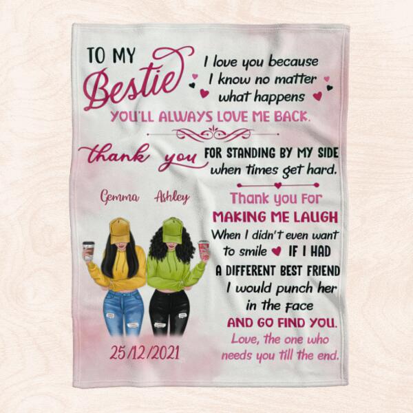 To My Bestie Personalized Soft Blanket - Design and Names can be customized