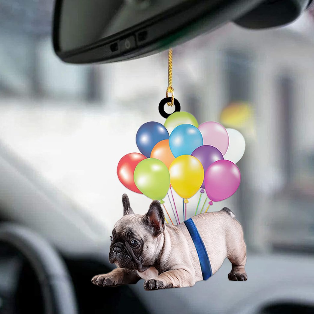 French Bulldog Puppy Fly With Bubbles Car Hanging Ornament