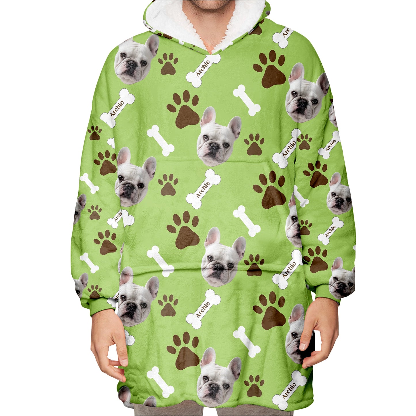 Personalized Pet Photo And Name Oodie Blanket Hoodie