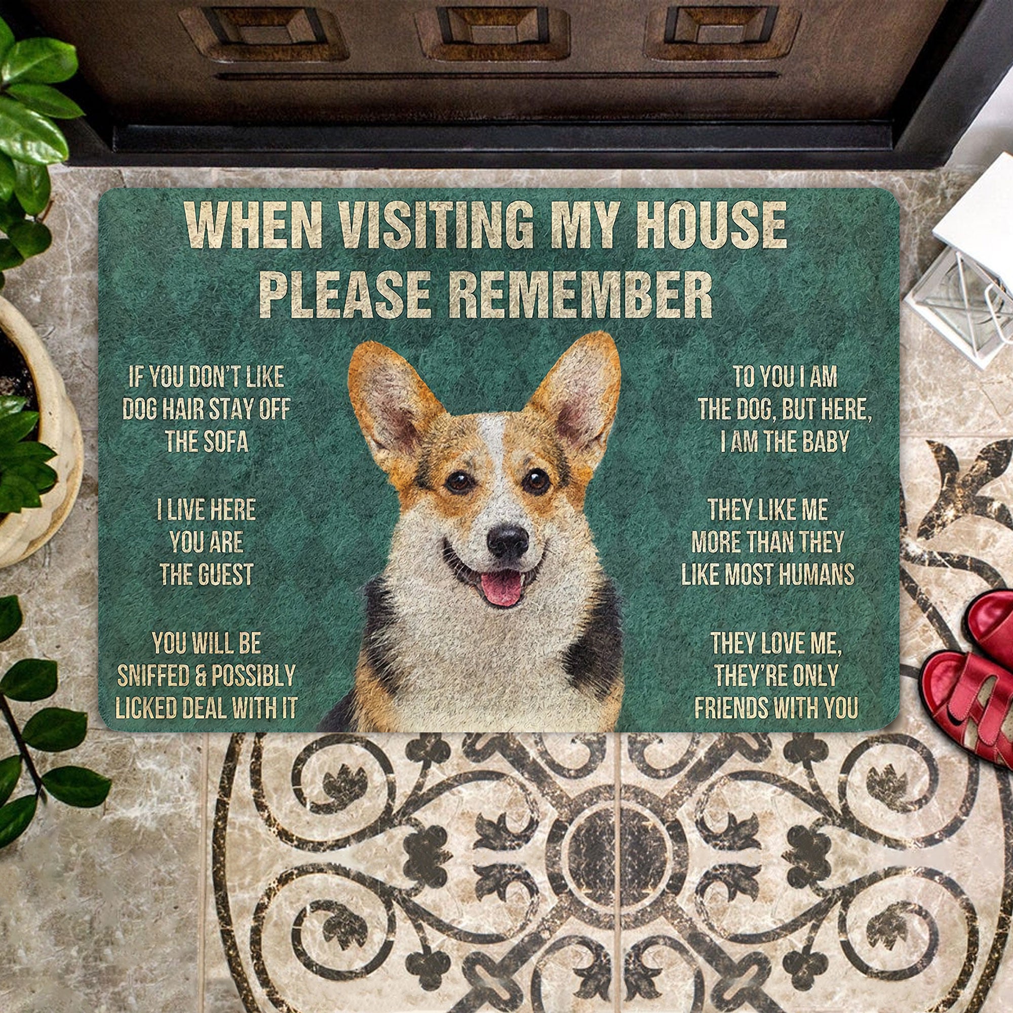 Dog House Rules Golden Retriever Doormat