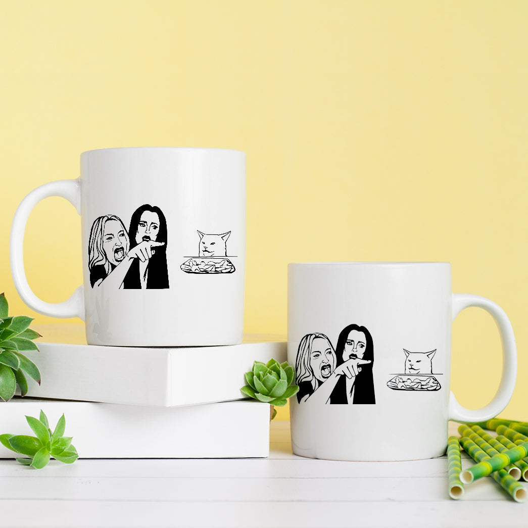 Woman Yelling At Cat Coffee Mug
