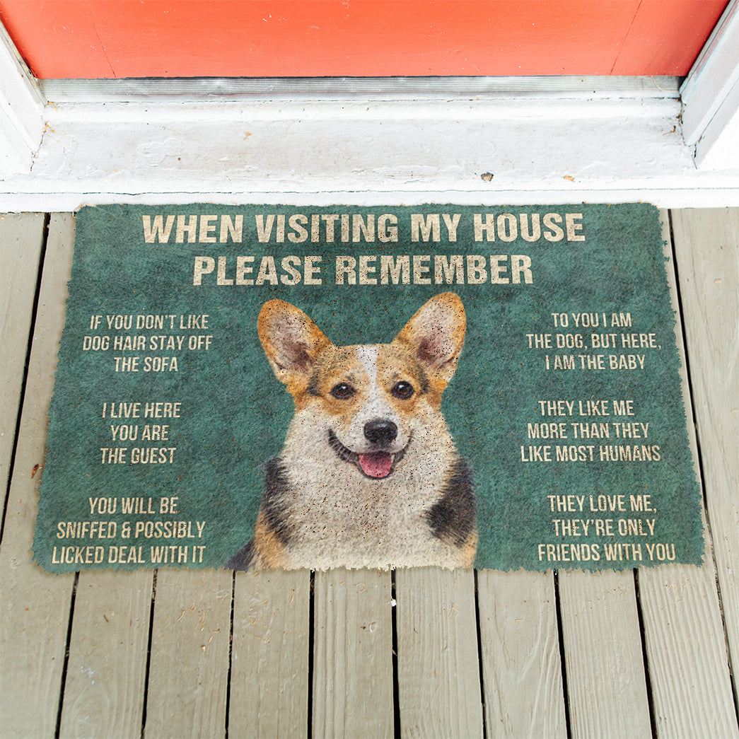 Please Remember Corgi Dog's House Rule Doormat