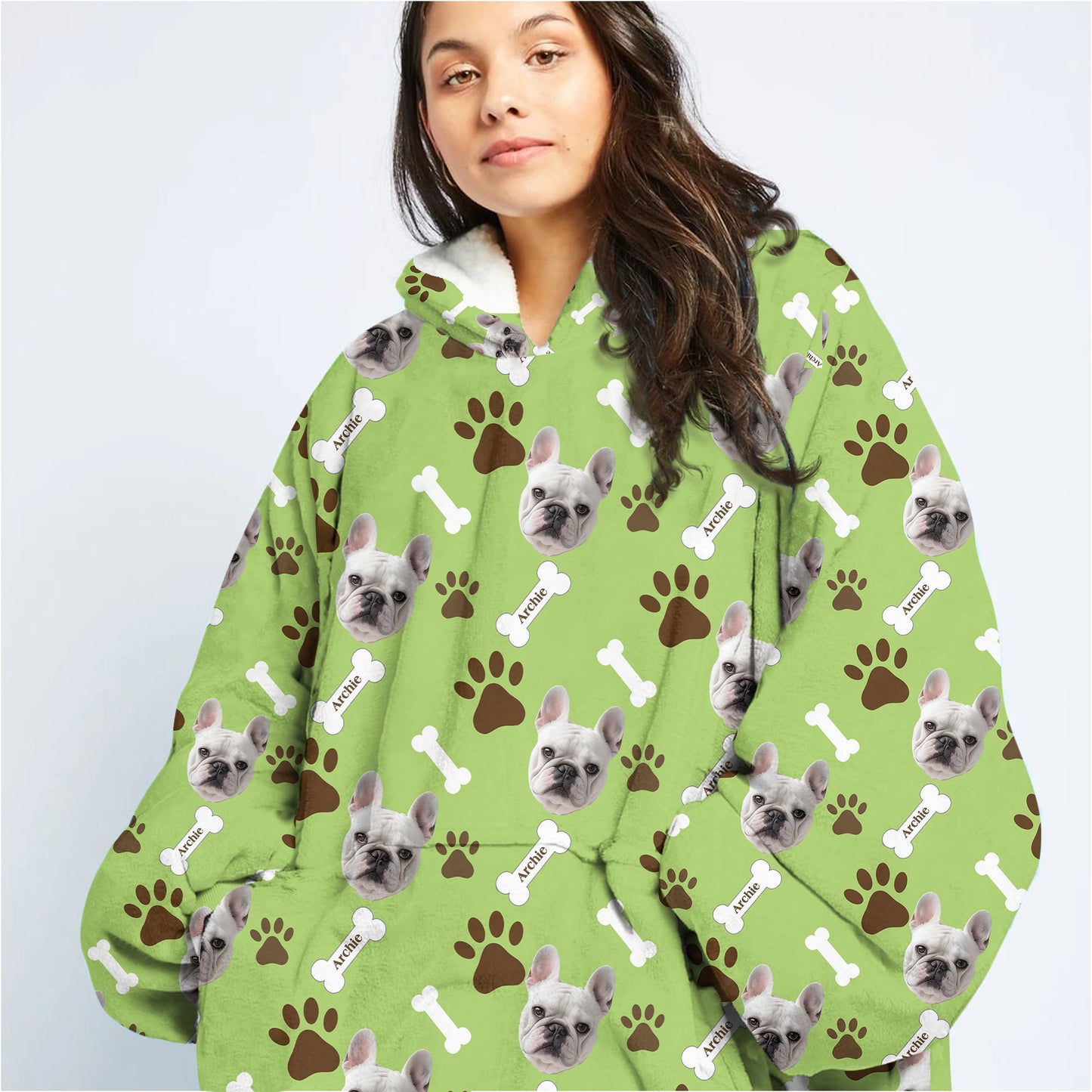 Personalized Pet Photo And Name Oodie Blanket Hoodie