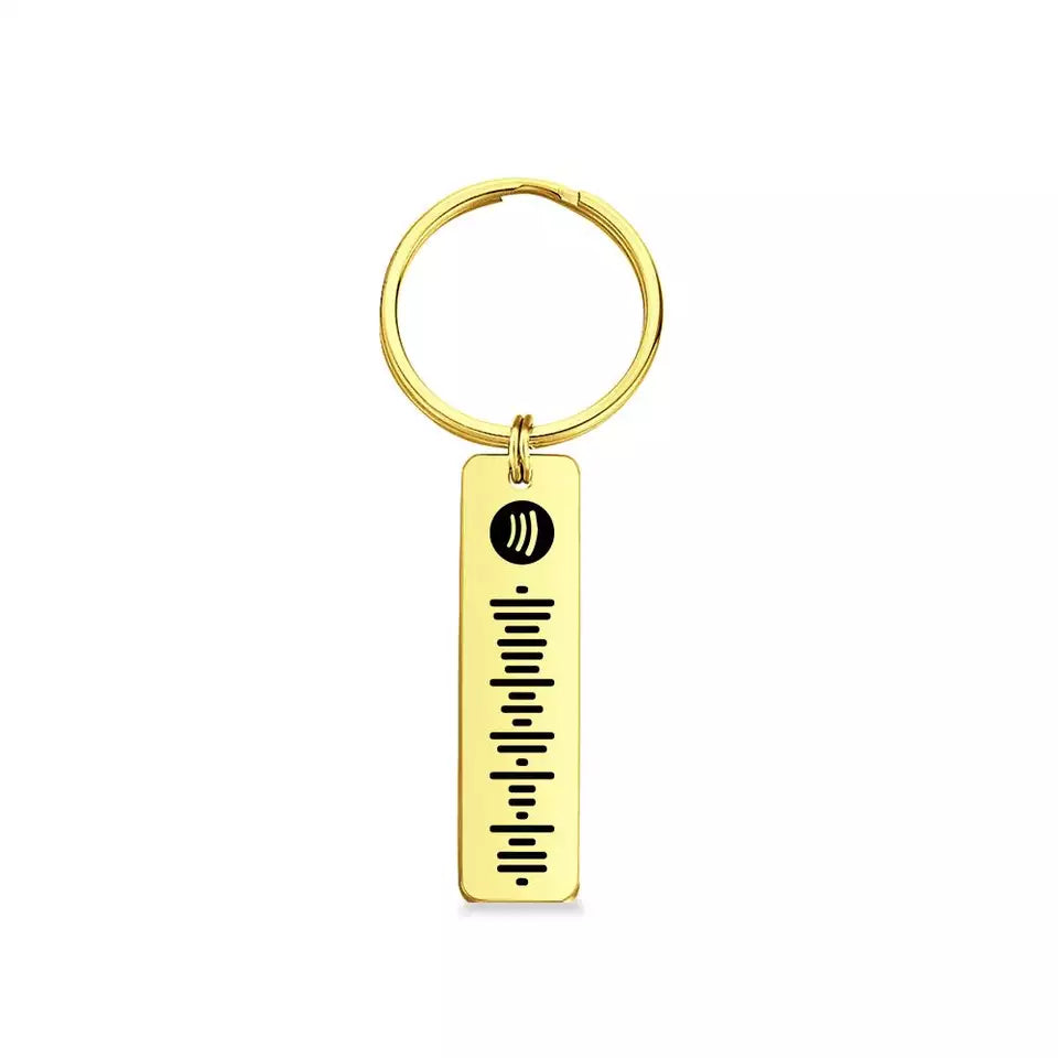 Personalised Spotify Keyring Custom Metal Engraved Spotify Scan Code Keychain