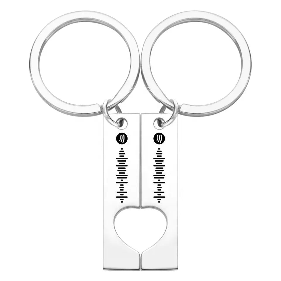 Custom Spotify Code Key Ring Manufacturing Stainless Steel Laser Engraved Metal Key Chains