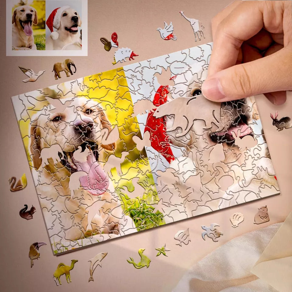 Personalized Two Photos Animal Jigsaw Puzzle Personalized Wooden Puzzles For Kids