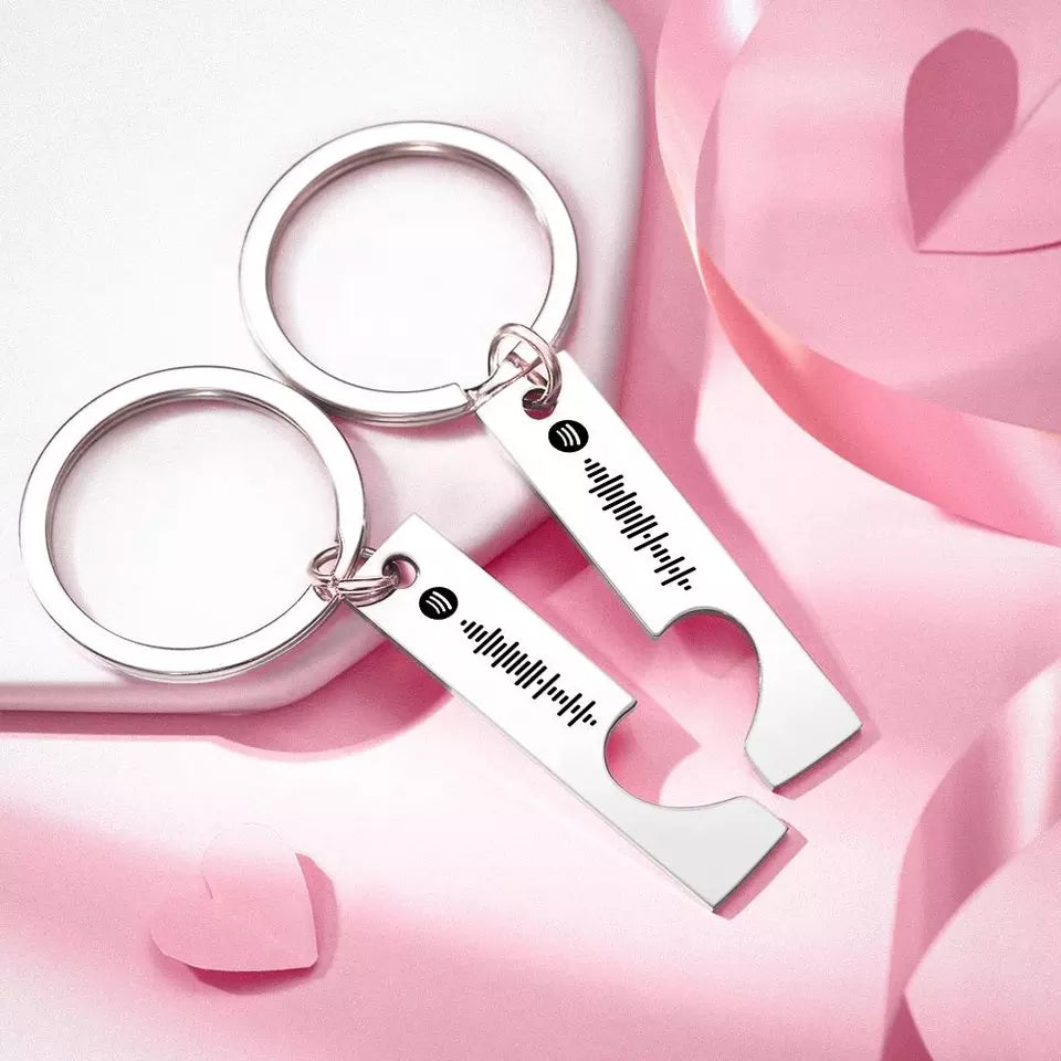 Custom Spotify Code Key Ring Manufacturing Stainless Steel Laser Engraved Metal Key Chains