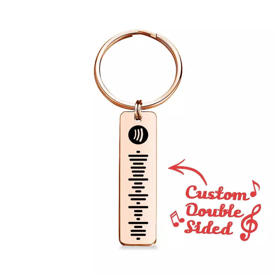 Personalised Spotify Keyring Custom Metal Engraved Spotify Scan Code Keychain