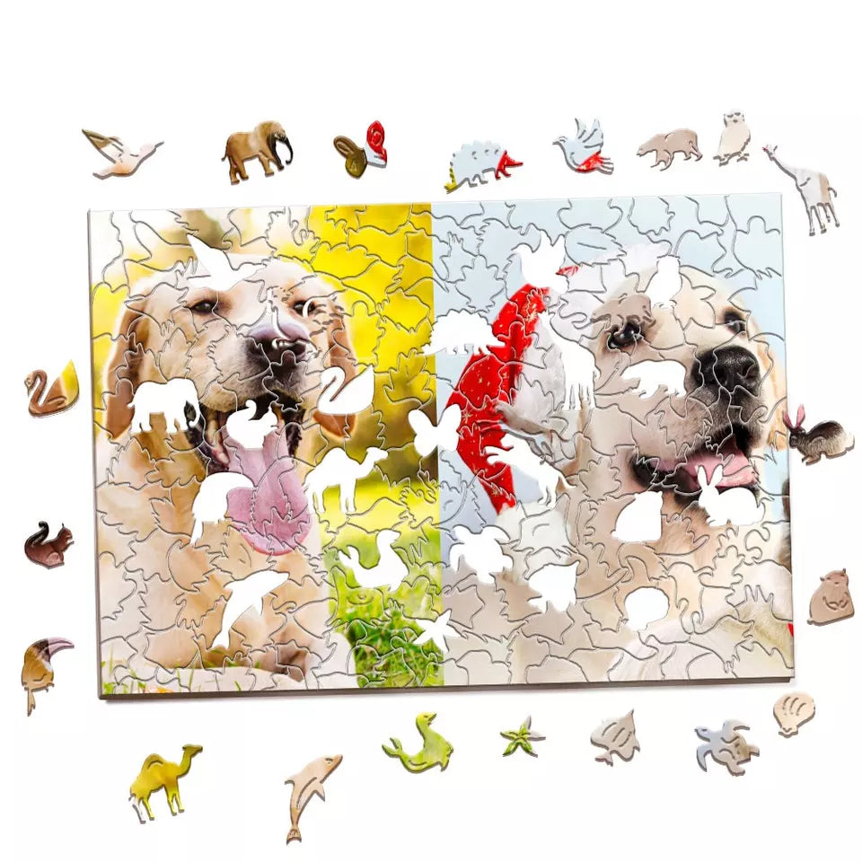 Personalized Two Photos Animal Jigsaw Puzzle Personalized Wooden Puzzles For Kids