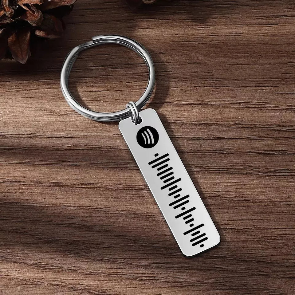 Personalised Spotify Keyring Custom Metal Engraved Spotify Scan Code Keychain