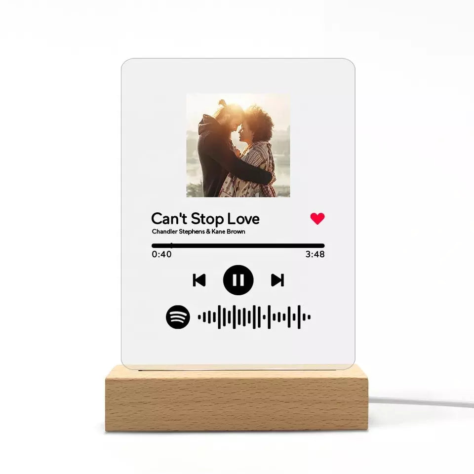 Custom Romantic Gifts DIY Acrylic Led Music Spotify Plaque With Lights