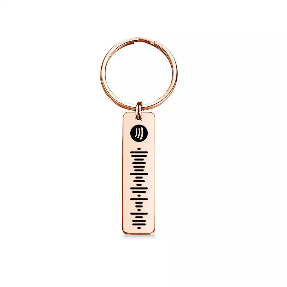 Personalised Spotify Keyring Custom Metal Engraved Spotify Scan Code Keychain