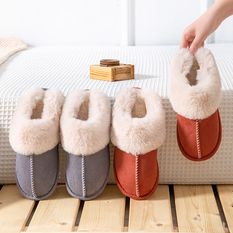 New Men Women Cotton Slippers Plush Fleece Fluffy