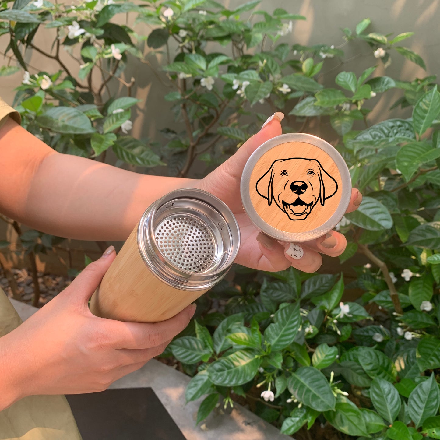 Personalized Eco Friendly Dog Face Bamboo Stainless Steel Tumbler