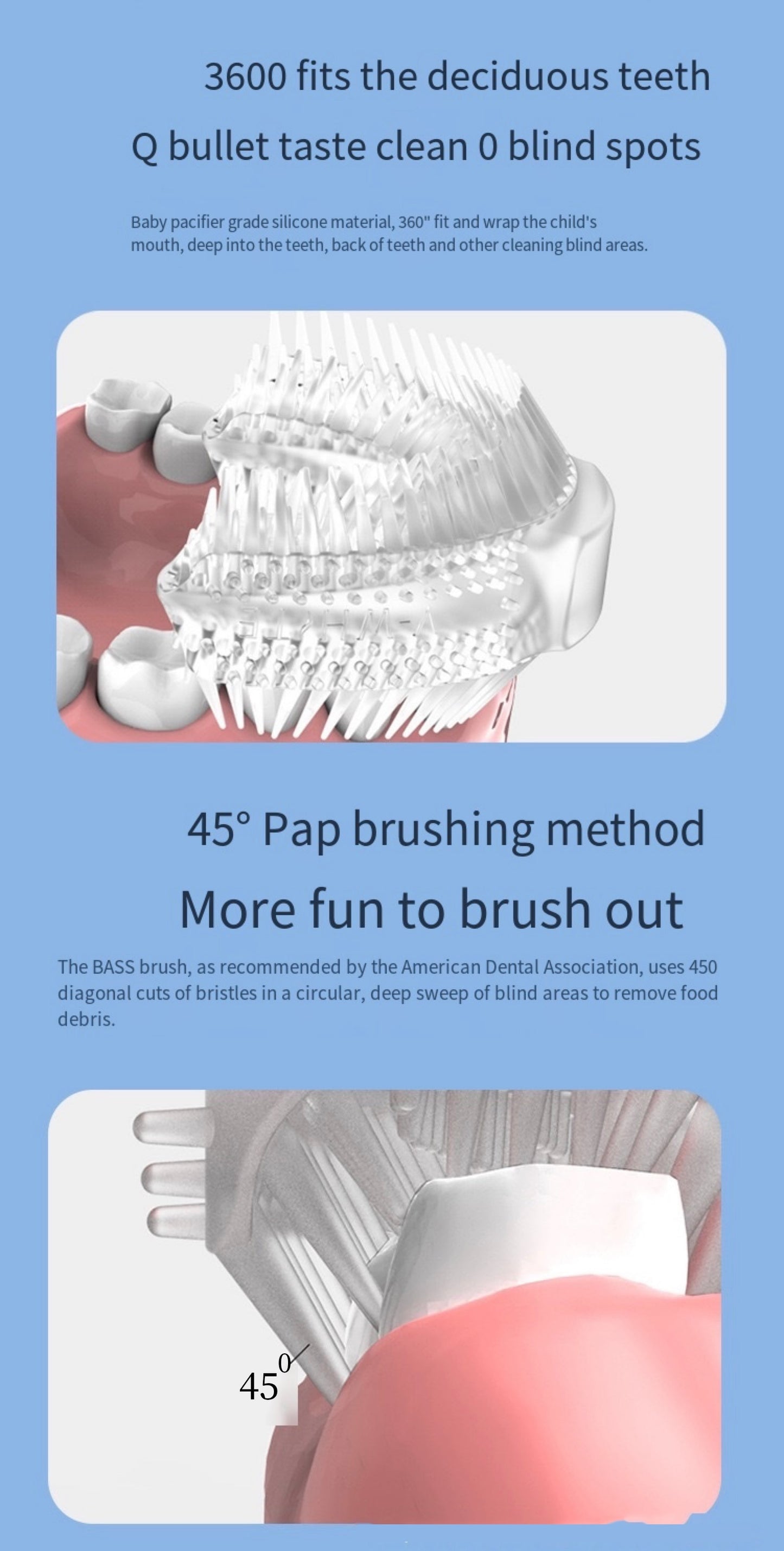 Smart Cartoon Pattern Kids Toothbrush 360 Degree Silicone Soft Brush for Children