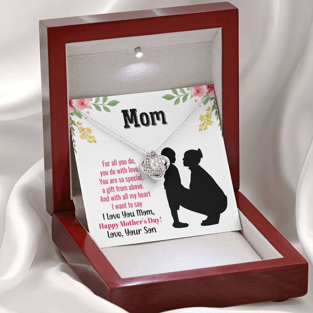 I Love You Mom Love Knot Necklace