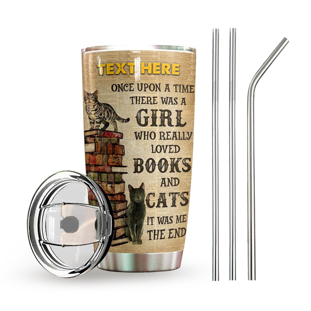 Cat Personalized Tumbler Reading Books