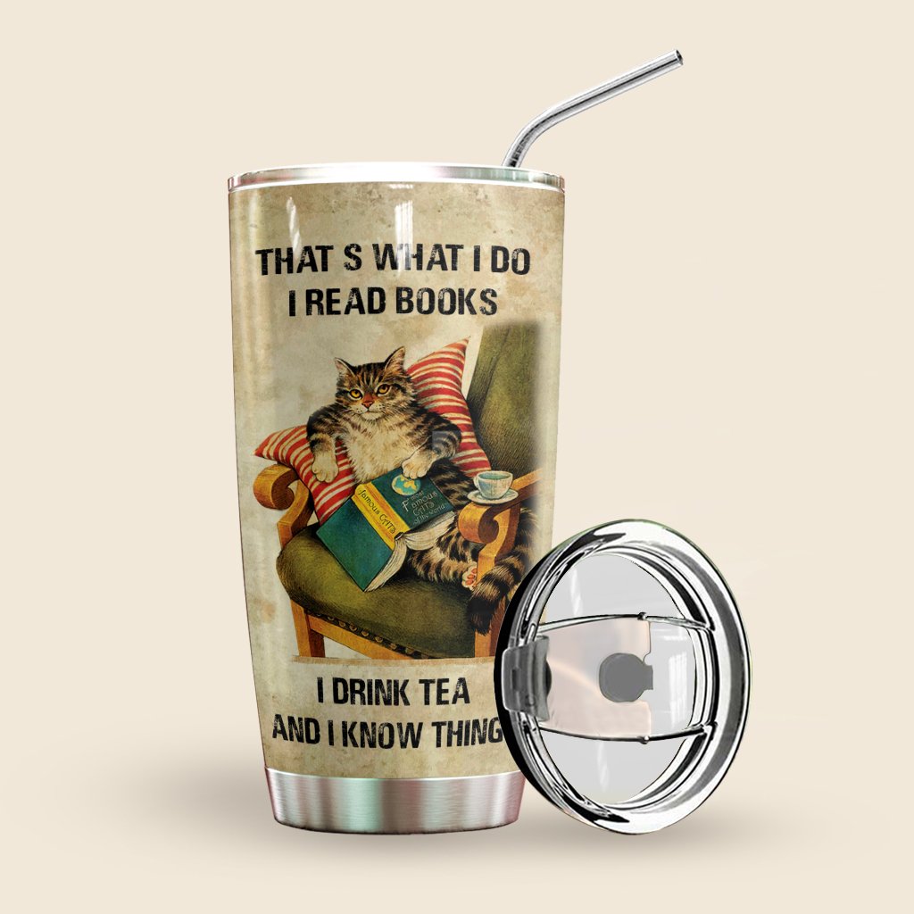 Cat Personalized Tumbler Reading Books