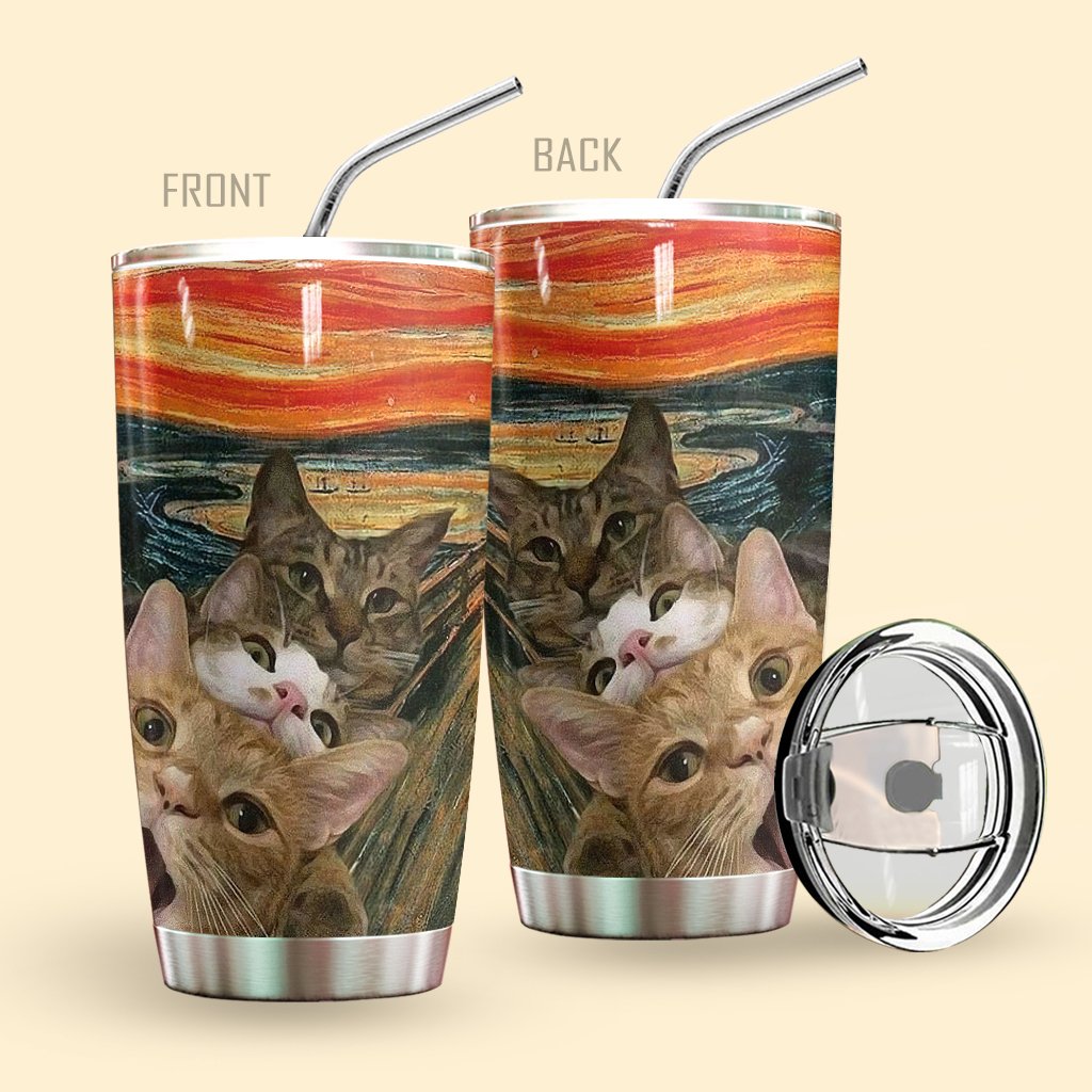 Selfie Scary Cats Custom Tumbler
