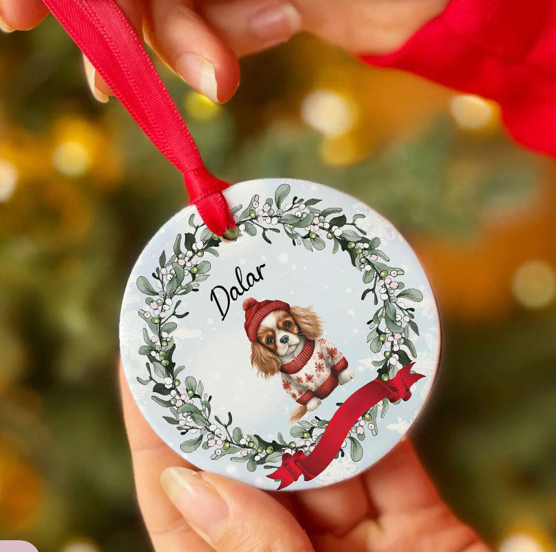 Personalized Pup In Ugly Sweater Custom Ceramic Ornament
