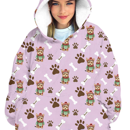 Personalized Pup In Ugly Sweater Blanket Hoodie