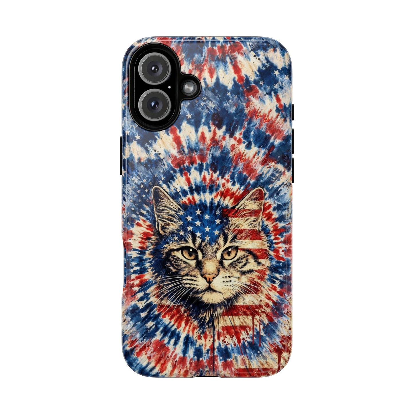 CAT RED WHITE & BLUE VINTAGE MAGNETIC PHONE CASE  - TLHG2004262