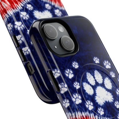 PAW PRINT RED WHITE & BLUE MAGNETIC PHONE CASE - TLTW1604262