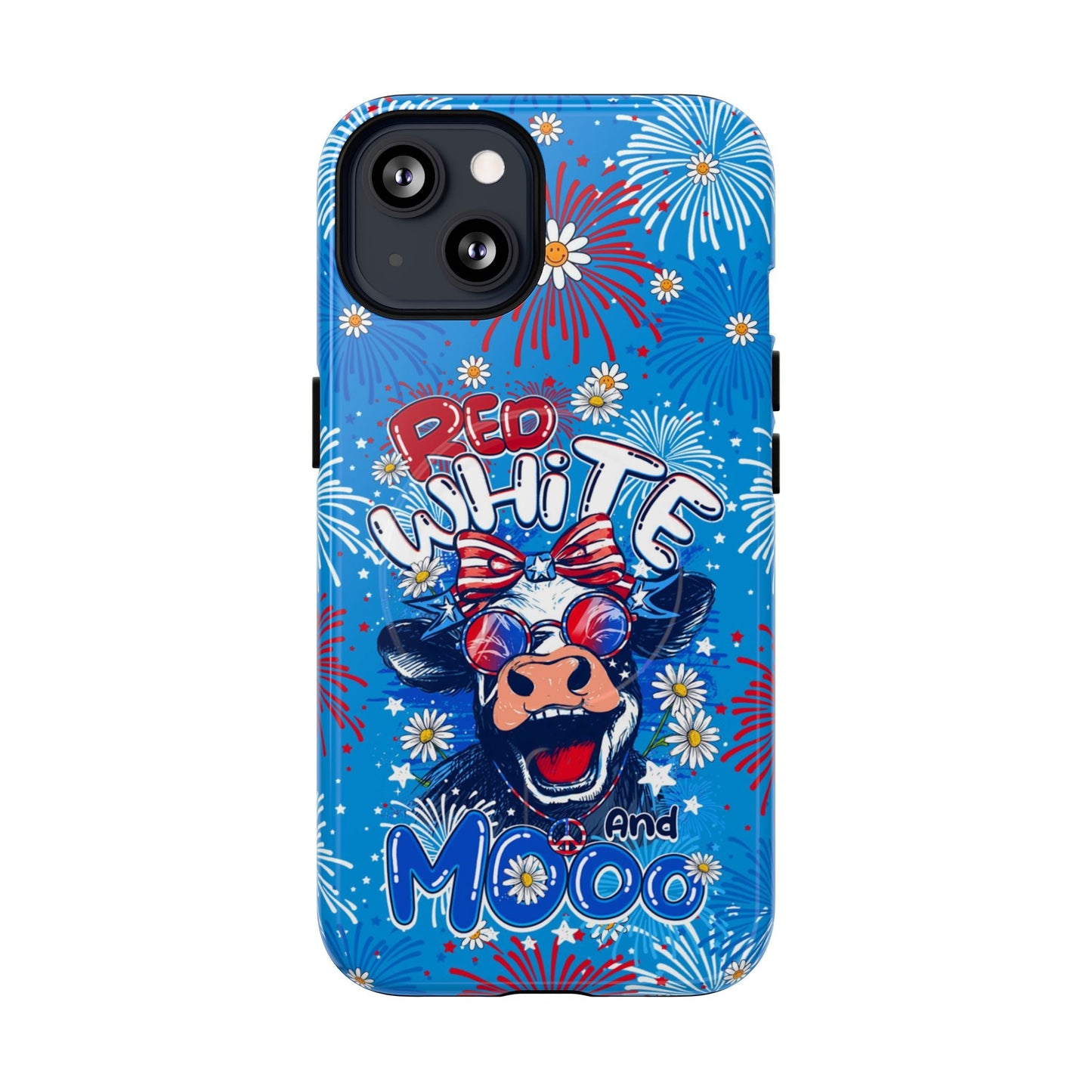 RED WHITE AND MOOO COW MAGNETIC PHONE CASE  - TY1306262