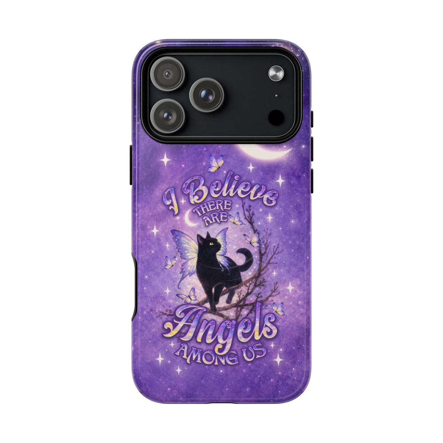 I BELIEVE THERE ARE ANGELS AMONG US BLACK CAT MAGNETIC PHONE CASE  - TLNO2605262
