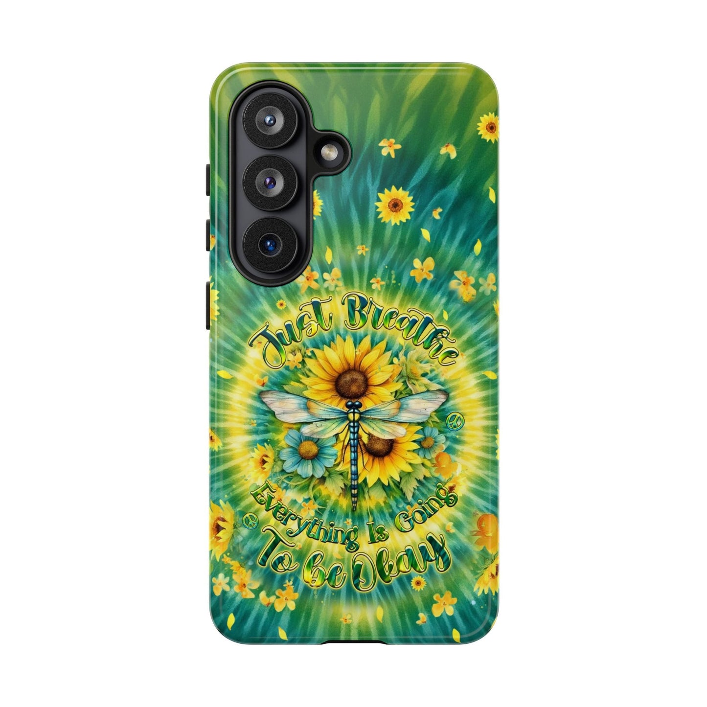 JUST BREATHE DRAGONFLY FLORAL SWIRL PHONE CASE  - TLHG1304263