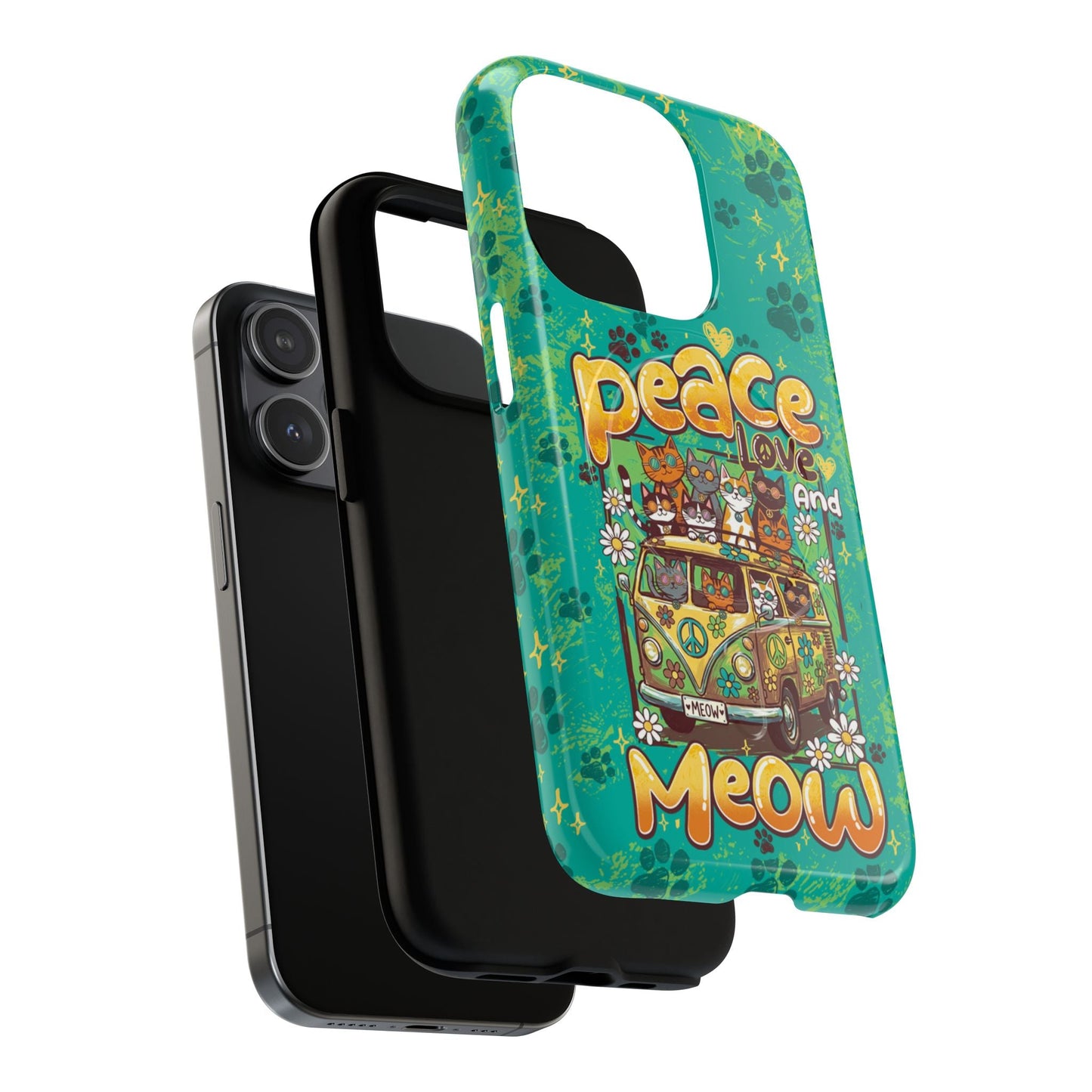 PEACE LOVE AND MEOW CATS MAGNETIC PHONE CASE - TY0707263